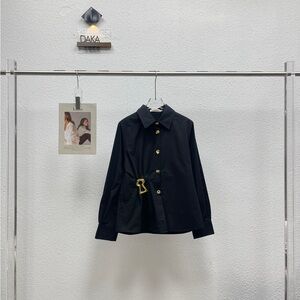 DAKA Women's Black Button Down Shirt with Gold Accents